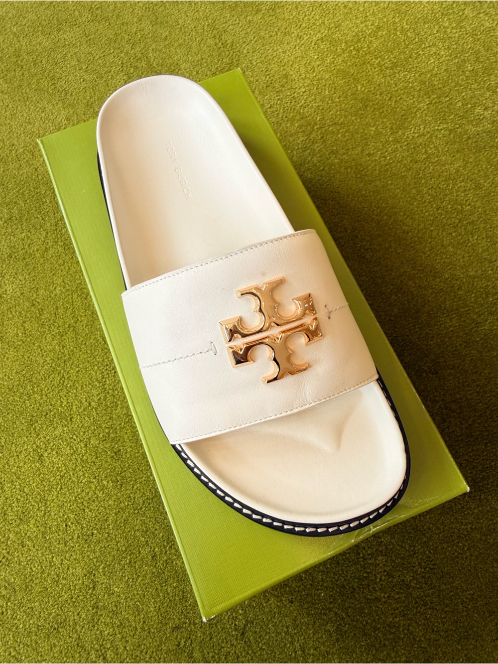 Tory Burch Everly Anatomic Lug Sandals, New Ivory / Perfect Black - Picture 16 of 16
